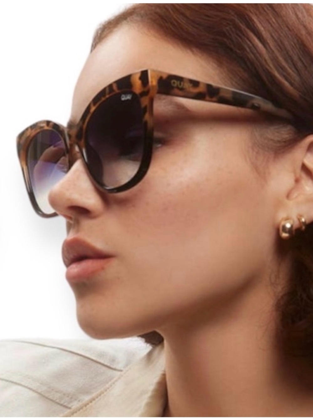 Quay Australia Tortoiseshell Cat-Eye Sunglasses with Brown Gradient Lenses - Picture 4 of 9